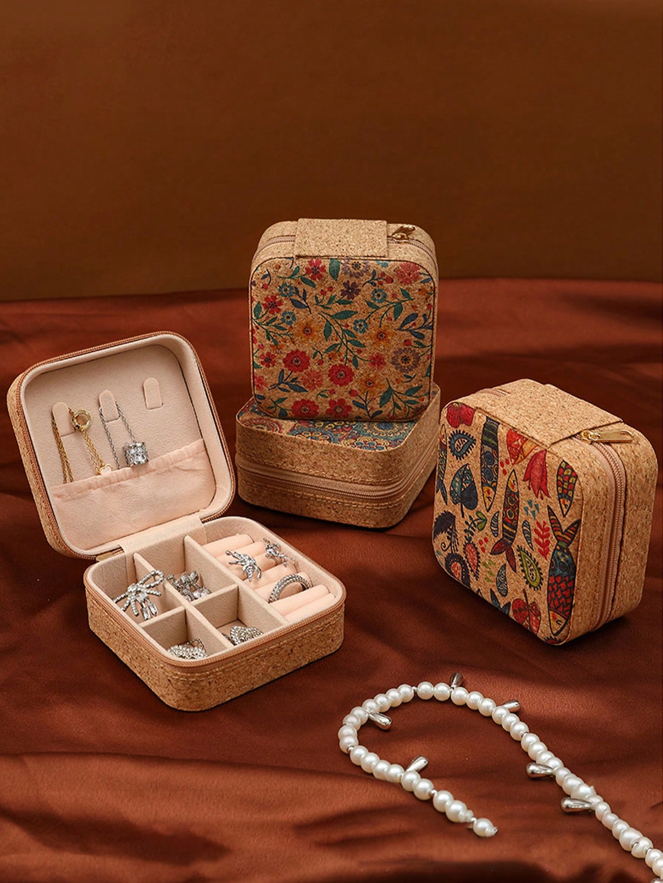 Travel Accessories Jewelry - Kare Vintage Bohem Desenli Seyahat Dostu