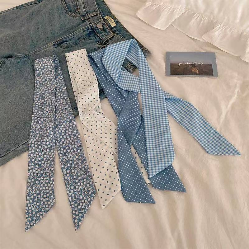 Travel Accessories Aesthetic - Yeni Bahar Mavi Tonlu Twilly Eşarp